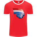 Curled Netherlands Flag Holland Dutch Day Football Mens Ringer T-Shirt FotL Red/White