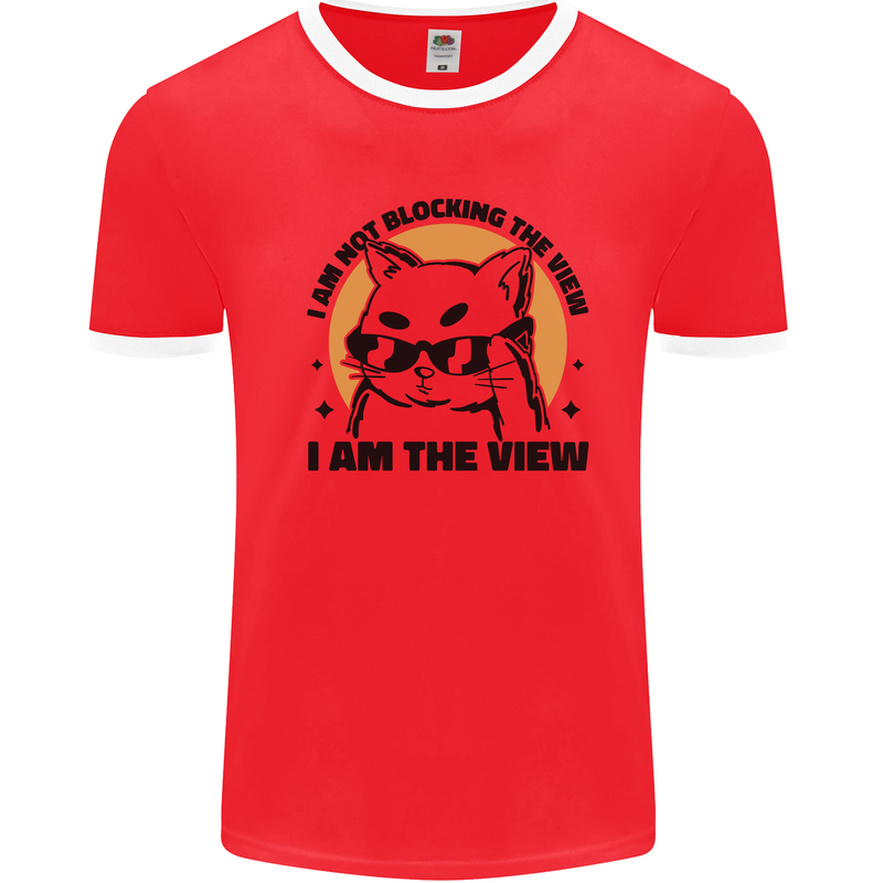 I am the View Funny Cat Mens Ringer T-Shirt Red/White