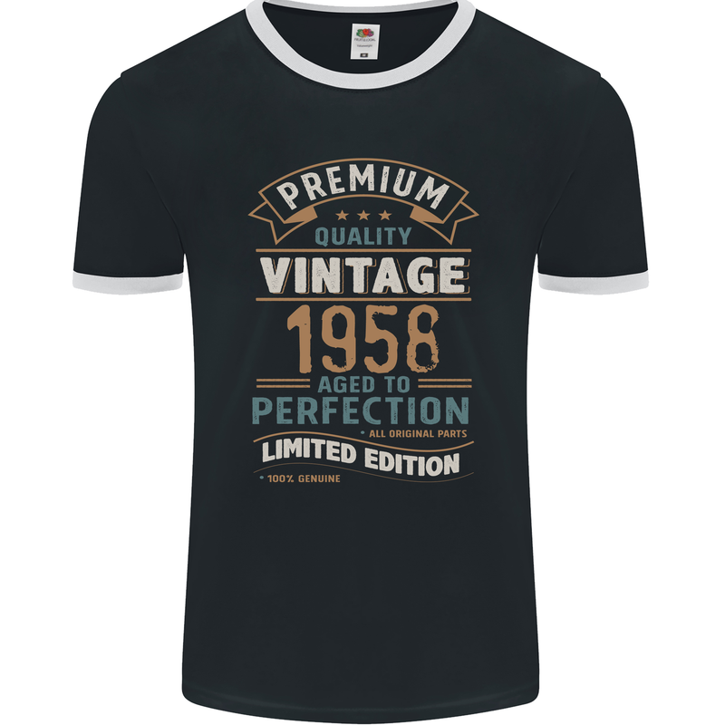 Premium Vintage 65th Birthday 1958 Mens Ringer T-Shirt FotL Black/White