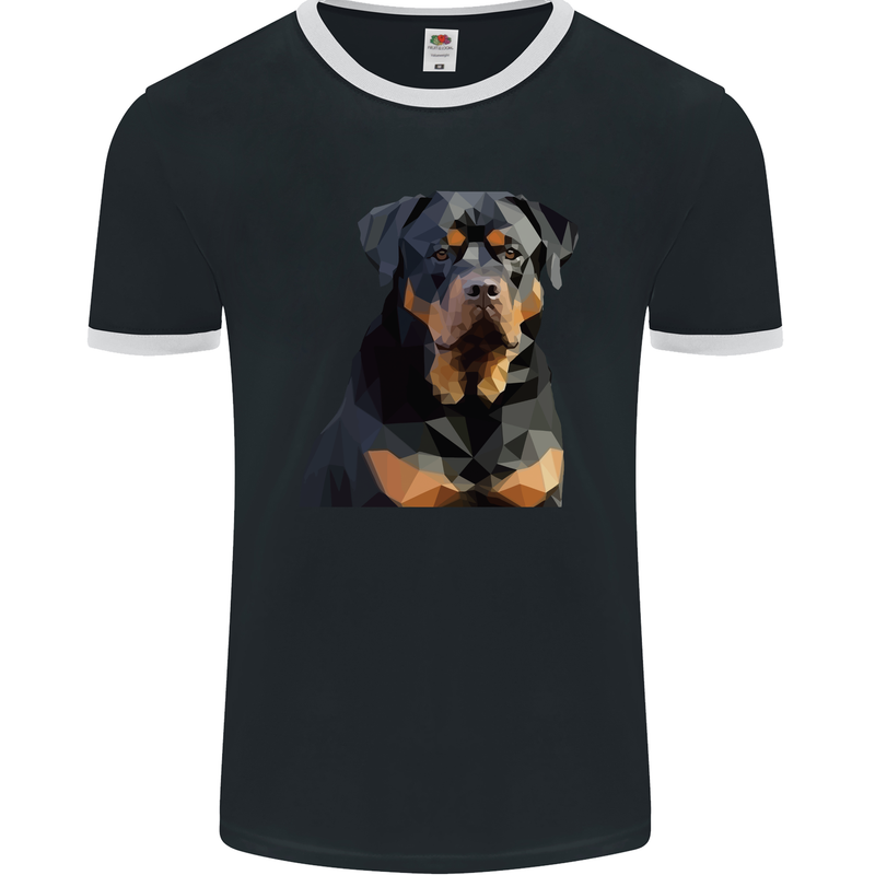 Polygon Rottweiler Dog Mens Ringer T-Shirt FotL Black/White