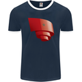 Curled Morocco Flag Moroccan Day Football Mens Ringer T-Shirt FotL Navy Blue/White