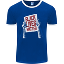 Black Lives Matter Racial Equality Sign Mens Ringer T-Shirt FotL Royal Blue/White