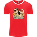 Pirate Pi T-Rex Funny Dinosaur Maths Mens Ringer T-Shirt FotL Red/White