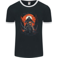 Skull Biker Motorcycle Motorbike Halloween 23 Mens Ringer T-Shirt FotL Black/White