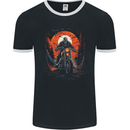 Skull Biker Motorcycle Motorbike Halloween 23 Mens Ringer T-Shirt FotL Black/White