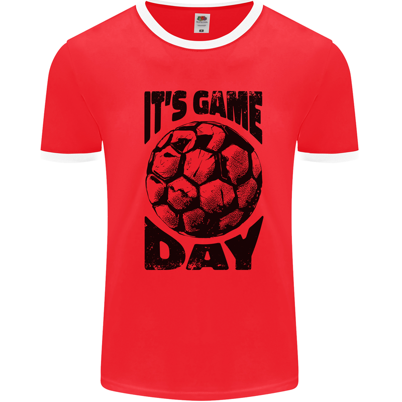 Football Its Game Day Soccer Mens Ringer T-Shirt Red/White