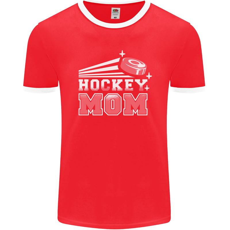 Ice Hockey Mom Mothers Day Mens Ringer T-Shirt FotL Red/White