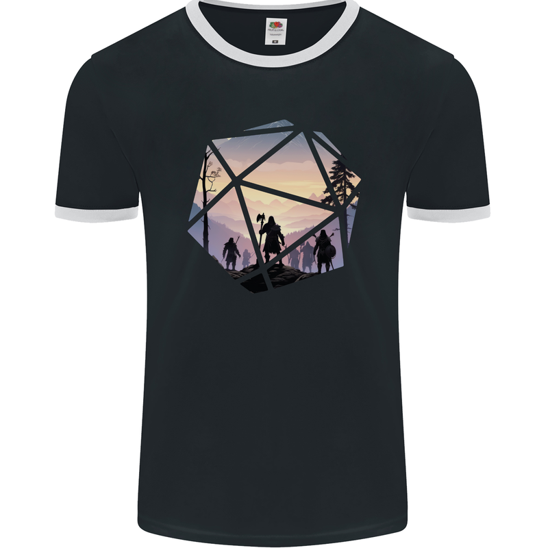 RPG Dice Role Play Games Mens Ringer T-Shirt FotL Black/White