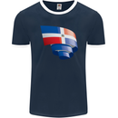 Curled Dominican Republic Flag Dominicanos Day Mens Ringer T-Shirt FotL Navy Blue/White