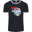 Curled Serbia Flag Serbia Day Football Mens Ringer T-Shirt FotL Black/White