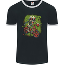 Zombie Cyclist Halloween Bicycle BMX Demon Skull Mens Ringer T-Shirt FotL Black/White