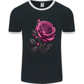 A Pink Rose Gothic Goth Mens Ringer T-Shirt FotL Black/White