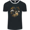 Butterfly and Flowers Nature Mens Ringer T-Shirt FotL Black/White