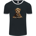 A Dog Reading a Book Mens Ringer T-Shirt FotL Black/White