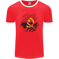 Torn Angola Flag Angolan Day Football Mens Ringer T-Shirt FotL Red/White