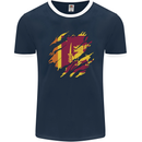 Torn Sri Lankan Flag Sri Lanka Day Football Mens Ringer T-Shirt FotL Navy Blue/White