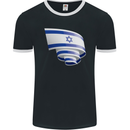 Curled Israel Flag Israeli Day Football Mens Ringer T-Shirt FotL Black/White