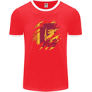 Torn Sri Lankan Flag Sri Lanka Day Football Mens Ringer T-Shirt FotL Red/White