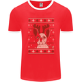 A Funny Christmas Pug Mens Ringer T-Shirt FotL Red/White