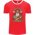 Trippy Guitar Hippy Gnome Magic Mushrooms Mens Ringer T-Shirt FotL Red/White