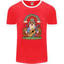 Trippy Guitar Hippy Gnome Magic Mushrooms Mens Ringer T-Shirt FotL Red/White