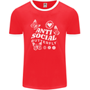 Antisocial Butterfly Funny Mens Ringer T-Shirt FotL Red/White