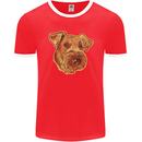 An Airedale Terrier Waterside Bingley Dog Mens Ringer T-Shirt FotL Red/White