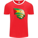 Curled Sao Tome and Principe Flag Day Football Mens Ringer T-Shirt FotL Red/White