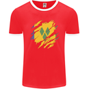 Torn Saint Vincent and Grenadines Flag Football Mens Ringer T-Shirt FotL Red/White