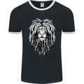 A Rasta Lion With Dreadlocks Jamaica Reggae Mens Ringer T-Shirt FotL Black/White