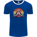 Meditating Bigfoot Yoga Mens Ringer T-Shirt FotL Royal Blue/White