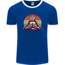 Meditating Bigfoot Yoga Mens Ringer T-Shirt FotL Royal Blue/White