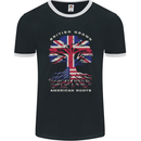 British Grown American Roots USA Flag Mens Ringer T-Shirt FotL Black/White
