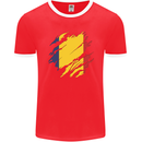 Torn Chad Flag Chadian Day Football Mens Ringer T-Shirt FotL Red/White