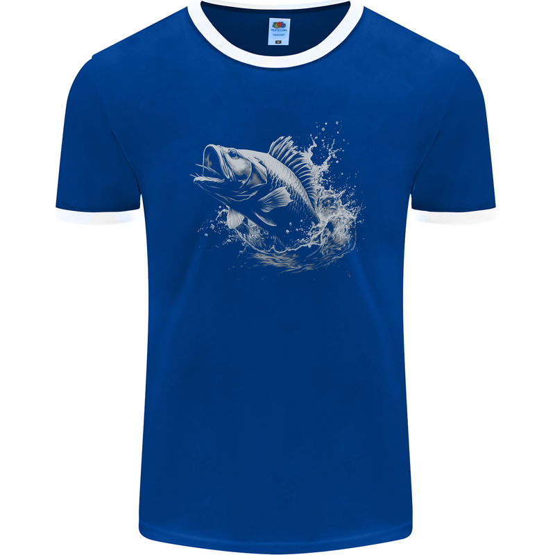 A Carp Fish Mens Ringer T-Shirt FotL Royal Blue/White