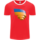 Curled Ukraine Flag Ukrainian Day Football Mens Ringer T-Shirt FotL Red/White