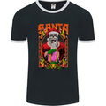 Death Santa Satan Skull Christmas Xmas Mens Ringer T-Shirt FotL Black/White