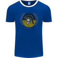 Ukraine Bodybuilding Flag Gym Training Spartan Mens Ringer T-Shirt FotL Royal Blue/White