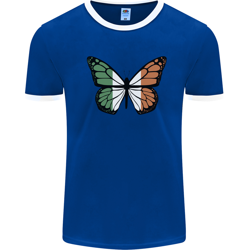 Irish Butterfly Ireland Ire Mens Ringer T-Shirt Royal Blue/White