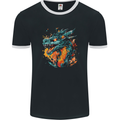 A Fantasy Fire Dragon Mens Ringer T-Shirt FotL Black/White