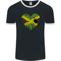 Love Jamaican Flag Jamaica Day Football Mens Ringer T-Shirt FotL Black/White