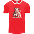 Love is a Cow and Pig Mens Ringer T-Shirt FotL Red/White