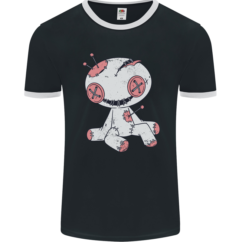 A Torn Voodoo Doll Heart Dark Magic Halloween Mens Ringer T-Shirt FotL Black/White