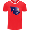 Curled Nauru Flag Nauruan Day Football Mens Ringer T-Shirt FotL Red/White
