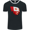 Curled Canada Flag Canadian Day Football Mens Ringer T-Shirt FotL Black/White