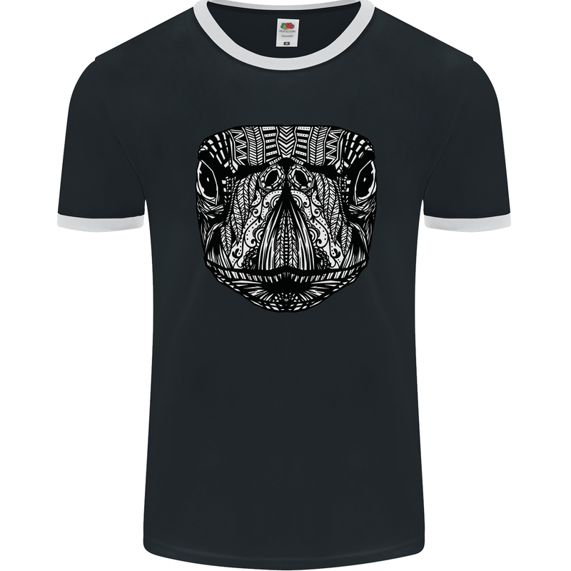 Turtle Mandala Art Tortoise Mens Ringer T-Shirt FotL Black/White