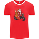 Motorbike & Sidecar Christmas Santa Xmas Biker Mens Ringer T-Shirt FotL Red/White