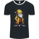 Santa Raincoat Christmas Rainy Season Santa Mens Ringer T-Shirt FotL Black/White