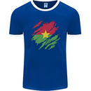 Torn Burkina Faso Flag Day Football Mens Ringer T-Shirt FotL Royal Blue/White