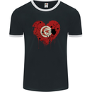 Love Tunisia Flag Tunisian Day Football Mens Ringer T-Shirt FotL Black/White
